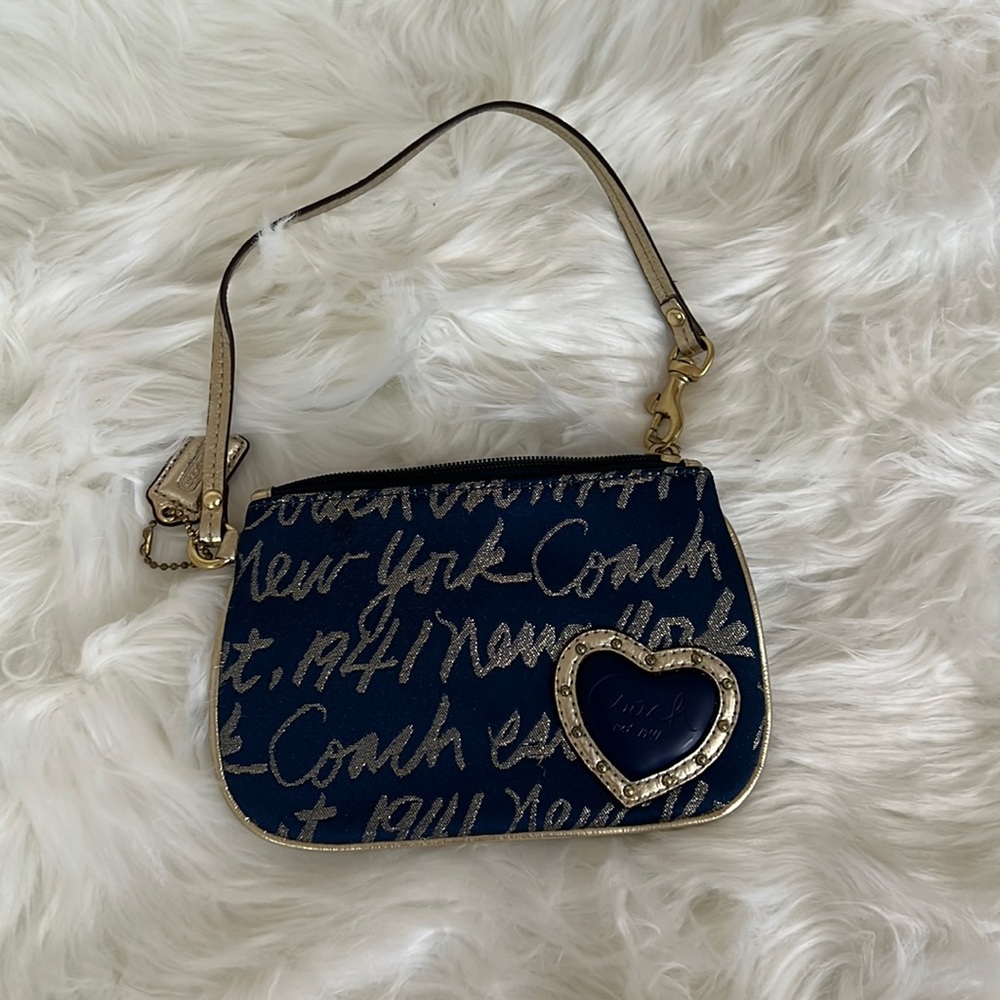Mwtalic Gold and blue wristlet